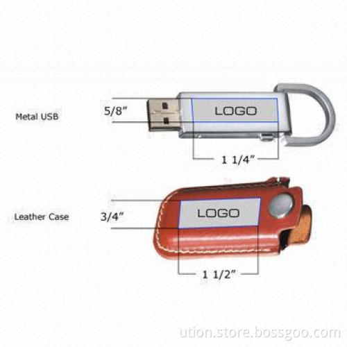 Leather USB Flash Memory Stick with Up to 16GB Memory Capacity and USB 2.0 Interface